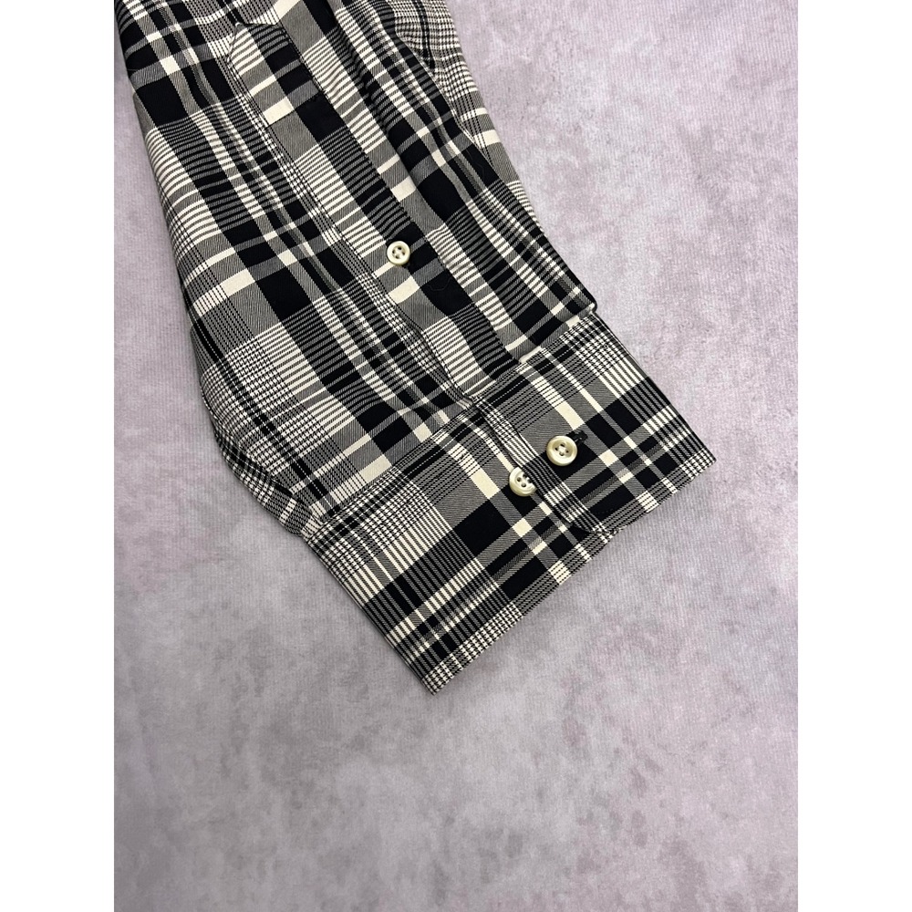 Lands' End Button Down Shirt Mens 3XL Black White Excellent No Iron Twill Plaid - Picture 6 of 6